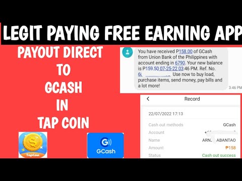 158 Pesos Received to Gcash I earn Free  in Tap Coin | Payment Proof || 3rd Pay out / ARN Abantao